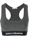 Rabanne Logo Crop Top In Grey