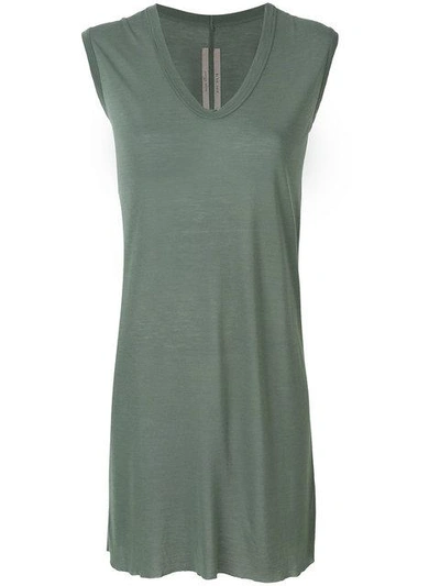 Rick Owens Jersey V Neck Top In Green