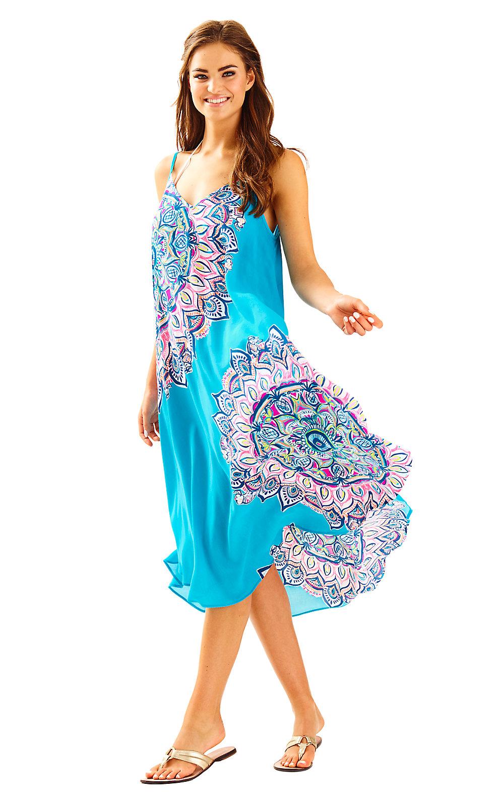 Lilly Pulitzer Rilee Midi Beach Dress In Capri Teal Sunny Buns