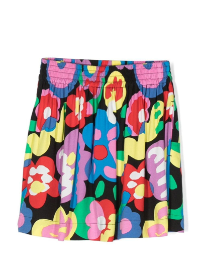 Stella Mccartney Kids' Floral Print Mini Skirt In Black