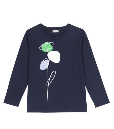 Il Gufo Kids' Floral-print Long-sleeve Sweatshirt In 蓝色