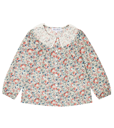 Tartine Et Chocolat Kids' Lace-trimmed Floral Cotton Blouse In Multicolour