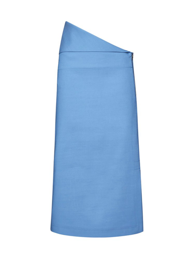 Lemaire Asymmetric-waistline Pencil Skirt In Light Blue