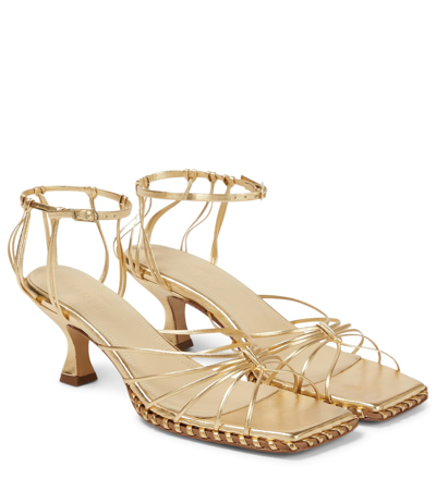 Souliers Martinez Imperial Metallic Leather Sandals In Gold