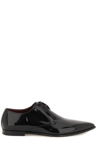 Dolce & Gabbana Patent Leather Derby Shoes  Black Leather