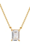 Savvy Cie Jewels Vermeil Emerald Cut Cz Birth Stone Box Cut Necklace In Clear-april