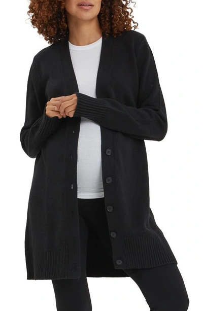 Nom Maternity Jenni Rib Maternity Cardigan In Black