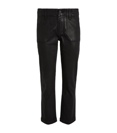 Paige Mayslie Black Jeans In Black Fog Luxe Coating