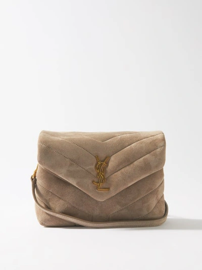 Saint Laurent Loulou Toy Quilted-suede Cross-body Bag In Brown