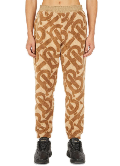 Burberry Tapered Twill-trimmed Logo-print Fleece Sweatpants In Soft Fawn Ip  Pat
