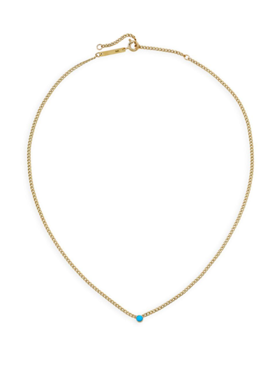 Zoë Chicco Women's 14k Yellow Gold & Turquoise Curb-chain Necklace In Gold/blue