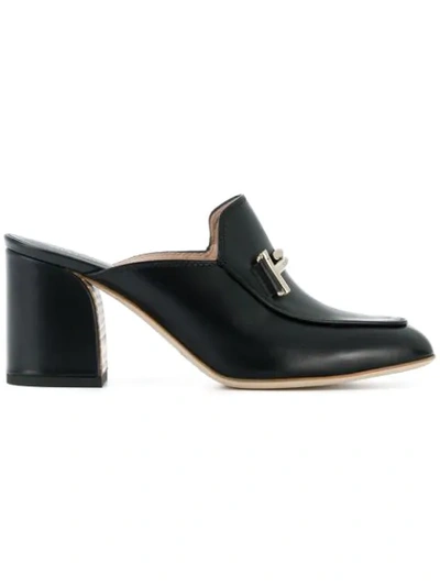 Tod's Chunky Heeled Mules In Black