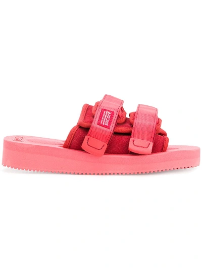 Suicoke Touch Strap Buckle Sandals In Red
