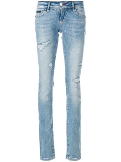 Philipp Plein Distressed Skinny Jeans - Blue