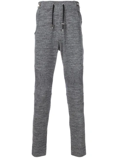 Balmain Slim-leg Biker Track Pants In Grey