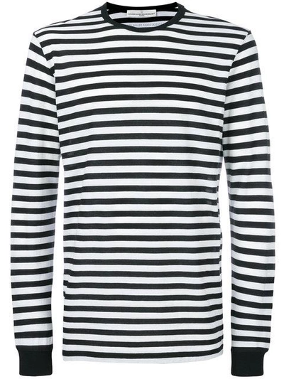 Golden Goose Striped Long Sleeve T-shirt In Black & White