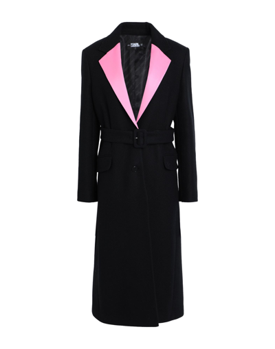 Karl Lagerfeld Satin-lapel Single-breasted Coat In Black