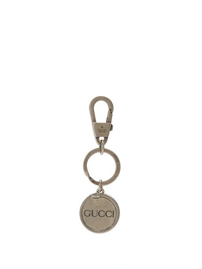 Gucci Snake And Logo-engraved Key Ring In 8111 Nickel