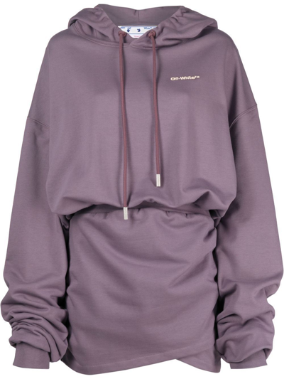 Off-white Logo-embroidered Hoodie Dress In Violett