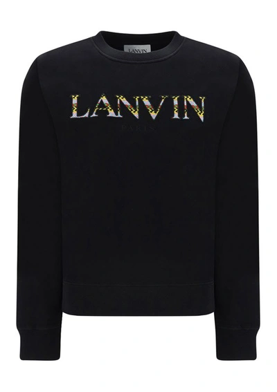 Lanvin Embroidered Cotton Sweatshirt In Black