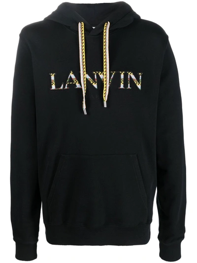 Lanvin Embroidered-logo Hoodie In Black