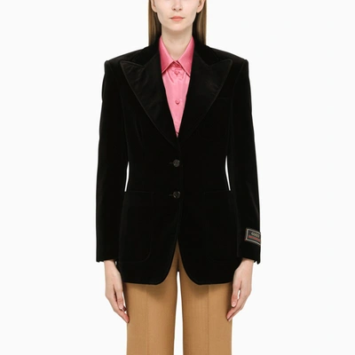 Gucci Black Velvet Single-breasted Blazer