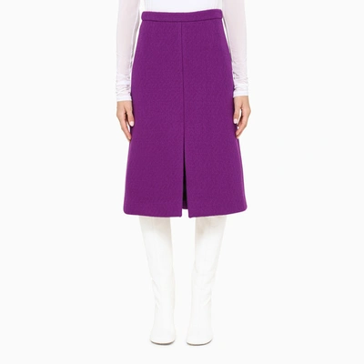 Dries Van Noten Purple Midi Skirt In Wool