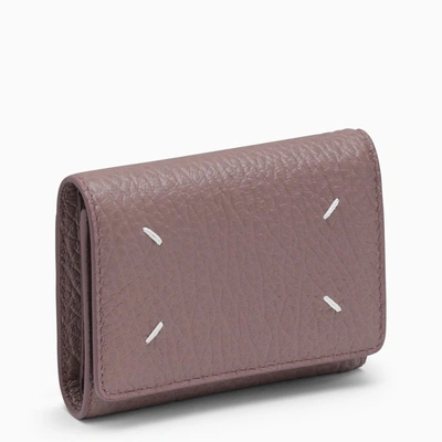 Maison Margiela Dove-grey Wallet In Embossed Leather In Pink
