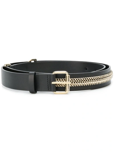 Lanvin Chain Detail Belt In Black Gold