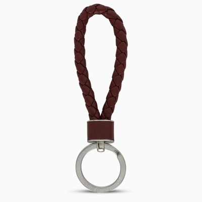 Bottega Veneta Barolo Keyring In Woven Leather In Red