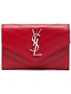 Saint Laurent Monogram Logo Plaque Envelope Purse In Red