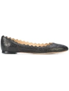 Chloé Lauren Scallop-edge Suede Backless Loafers In Black