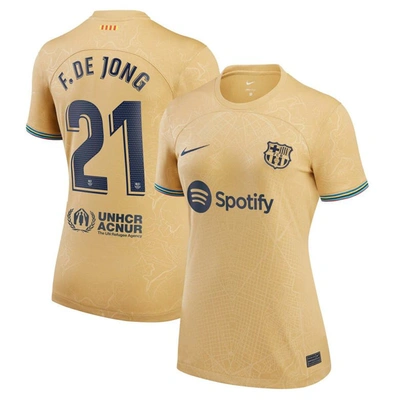 Nike Barcelona 2022/23 Stadium Away (frenkie De Jong)  Women's Dri-fit Soccer Jersey In Yellow