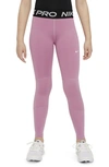 Nike Pro Big Kids' (girls') Leggings (extended Size) In Pink/white
