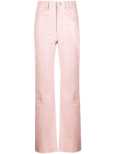 Remain Straight-leg Leather Trousers In Pink