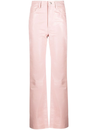 Remain Birger Christensen Straight-leg Leather Trousers In Pink