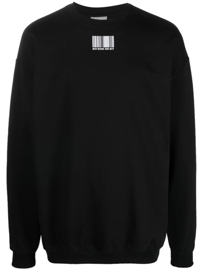 Vtmnts Graphic-print Crew-neck Sweatshirt In Black