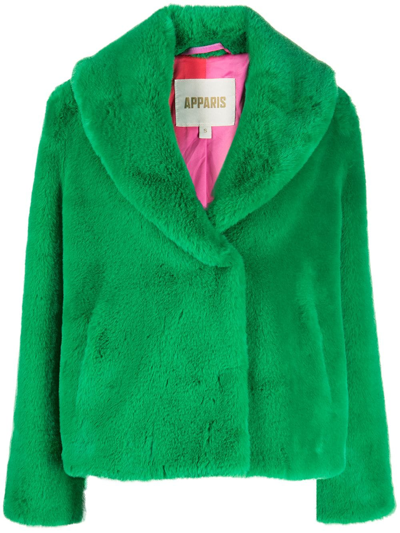 Apparis Flared-cuffs Faux-fur Coat In Green | ModeSens