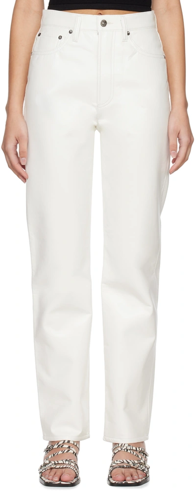 Agolde White 90's Pinch Waist Leather Pants In Wisp