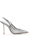 Le Silla Gilda 80 Crystal-embellished Slingback Pumps In Silver
