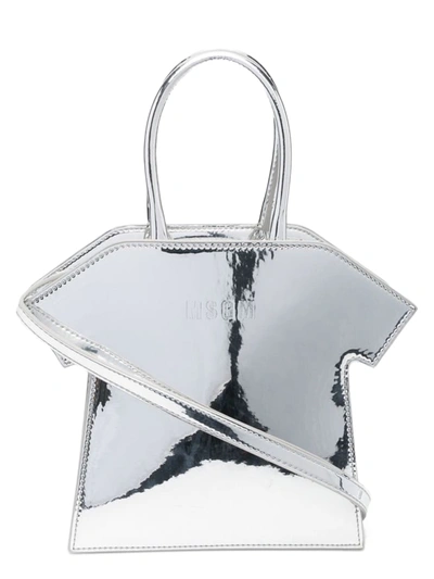 Msgm T-shirt Shaped Tote Bag In Silver | ModeSens