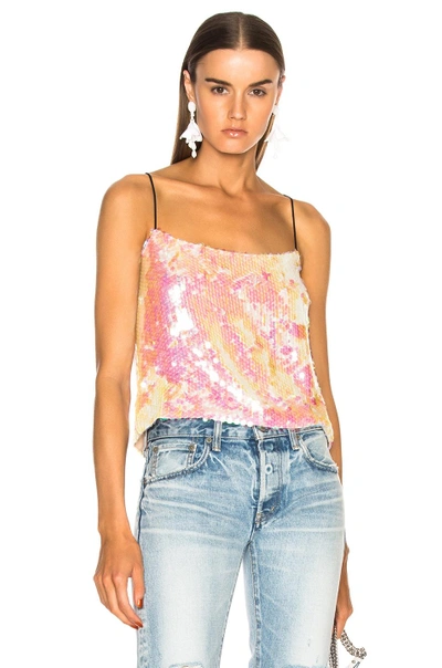 Sandy Liang Scales Sequin Cami Top In Pink