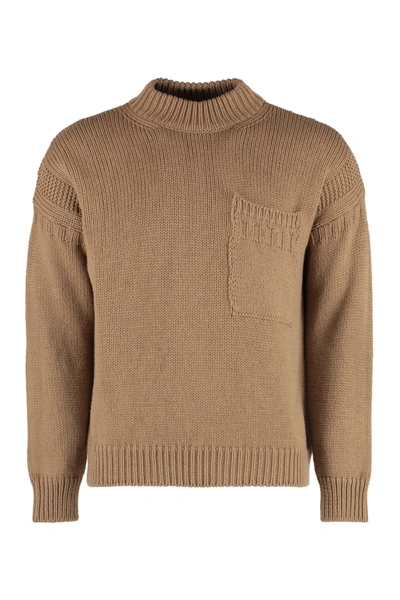 Ten C Oversized Camel-coloured Wool Sweater In Brown