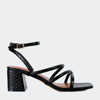 London Rag Right Pose Croc Mid Block Heel Casual Sandals In Black