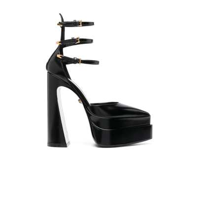 Versace Aevitas Pointy Platform Pumps, Female, Black+gold, 41