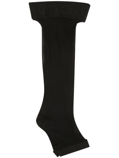 Dolce & Gabbana Logo-trim Stockings In Black