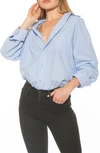 Alexia Admor Amber Classic Boyfriend Fit Button-up Shirt In Blue