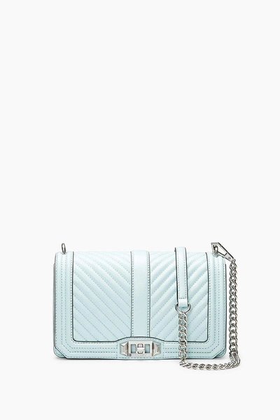 Rebecca Minkoff Chevron Quilted Love Crossbody In Aquamarine