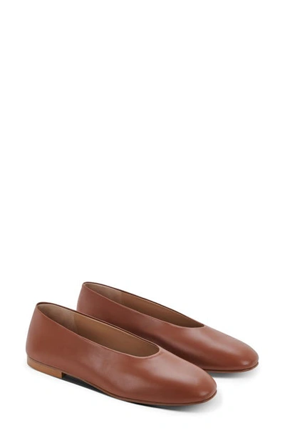 Greats Dean Ballet Flat In Cuoio Leather