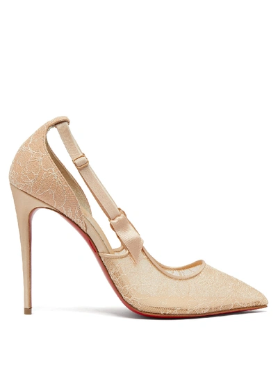 Christian Louboutin Hot Jeanbi 100 Beige Lace Pumps